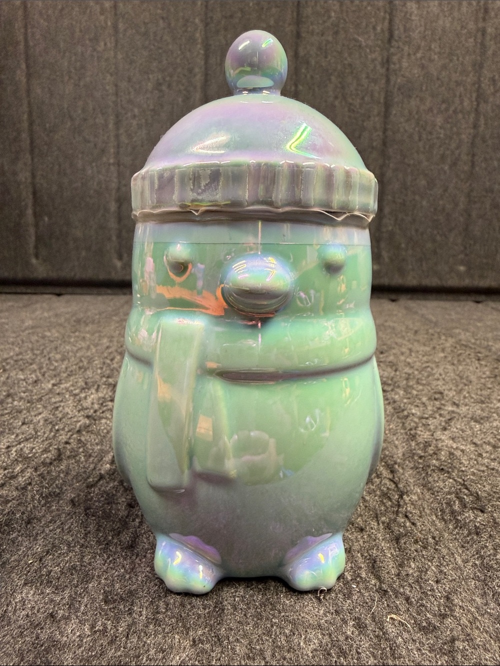 Starbucks Iridescent Green Penguin Ceramic Canister
